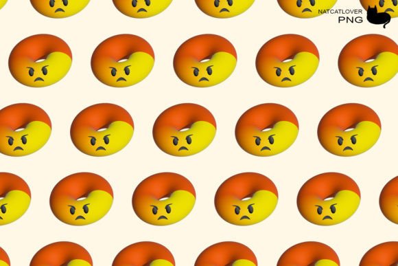3D Angry Doughnut Pattern: Fun & Dynamic Design Asset