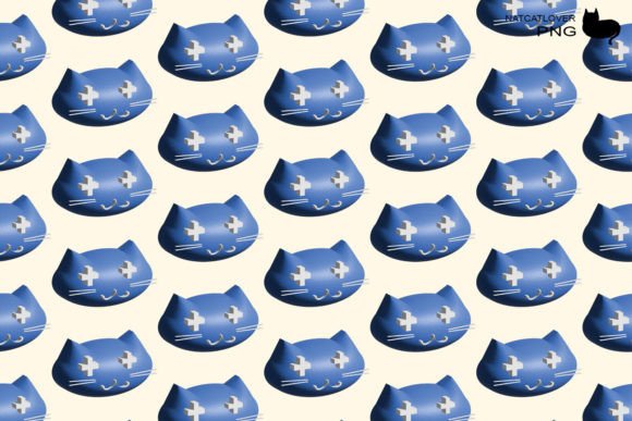 3D Cat Head Pattern: Versatile Design Asset