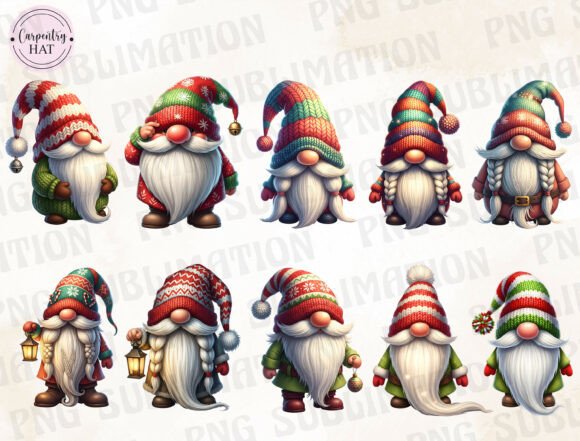3D Christmas Gnomes Clipart Bundle: Festive Digital Art