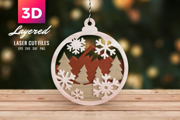 3D Christmas Tree SVG Forest Ornament: Festive Laser Cut Design