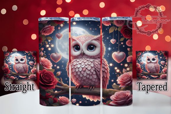 3D Cute Valentine Owl Tumbler Design for Drinkware