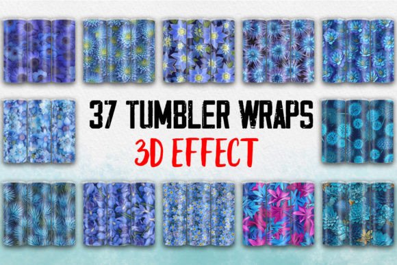 3D Floral Flowers Tumbler Wrap: Elegant Design Asset