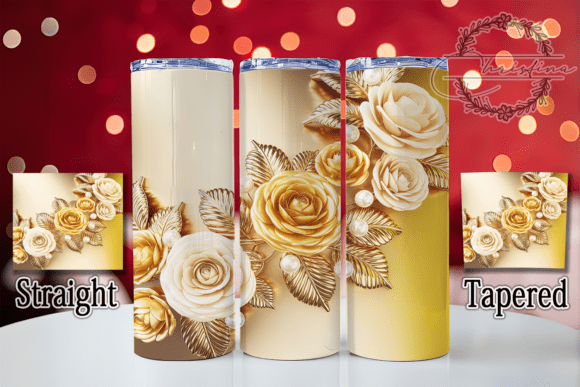 3D Gold Rose Floral Tumbler: A Digital Design for Your Projects