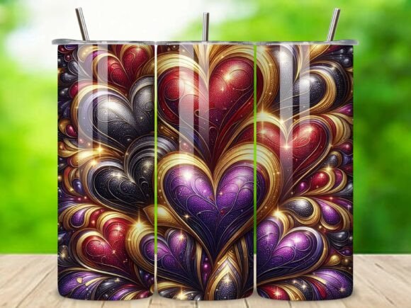 3D Heart Valentine 20oz Tumbler Wrap V.2: A Stunning Design Asset