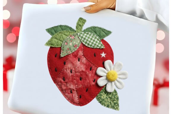 3D Patchwork Strawberry PNG: A Sweet Design Asset