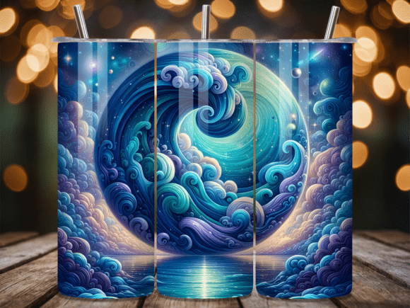3D Sunrise Ocean Wave Tumbler Wrap: A Premium Design Asset