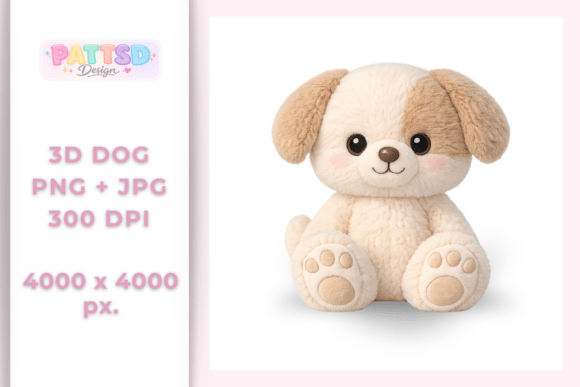 Adorable 3D Plush Puppy Illustration for Creative Projects
