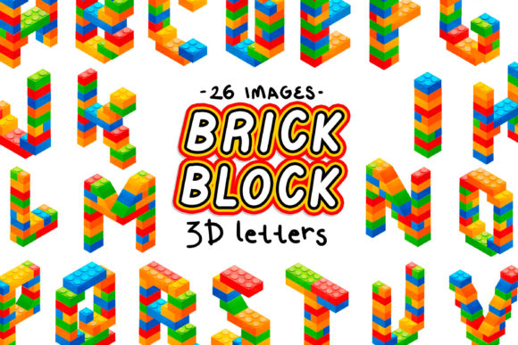 Building Brick Block 3D Letters: Creative Clip Art