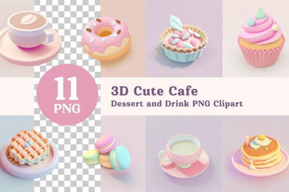 Charming 3D Cafe Clipart for Sweet Design Projects