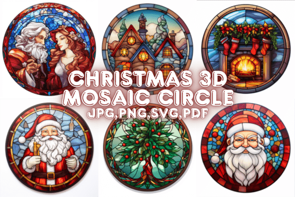 Christmas 3D Mosaic Circle: Festive Design Element