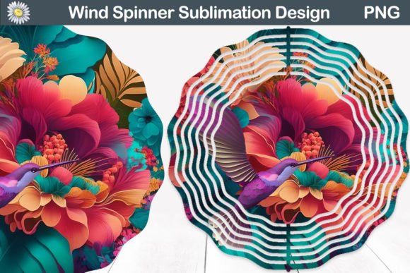 Hummingbird Flowers 3D Wind Spinner: Dynamic Design Asset